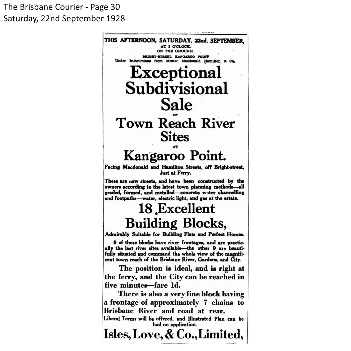1928 Kangaroo Point - Town Reach River Sites