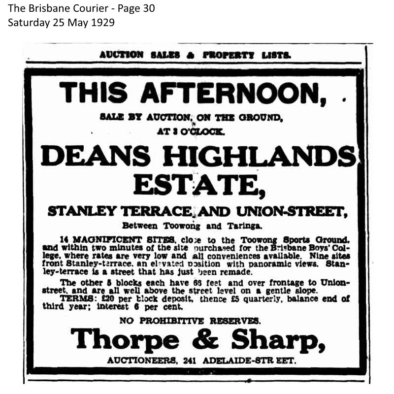 1929 Taringa - Dean's Highlands Estate