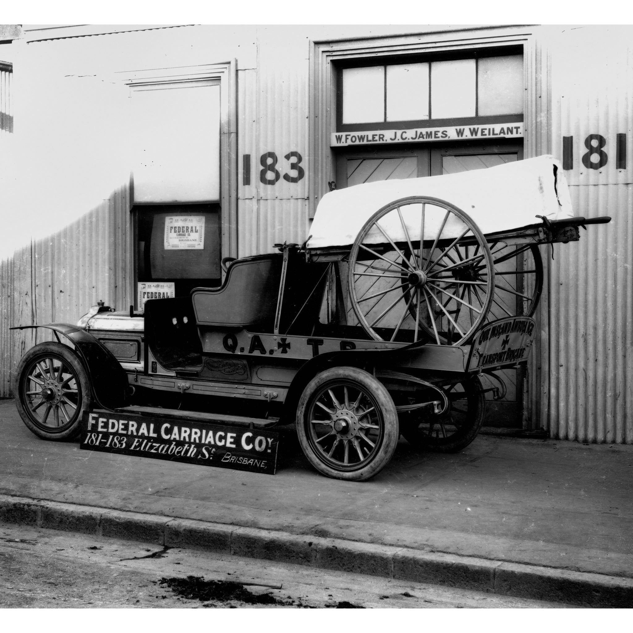 1912 Early Motor Ambulance and Wheeled Stretcher, Brisbane
