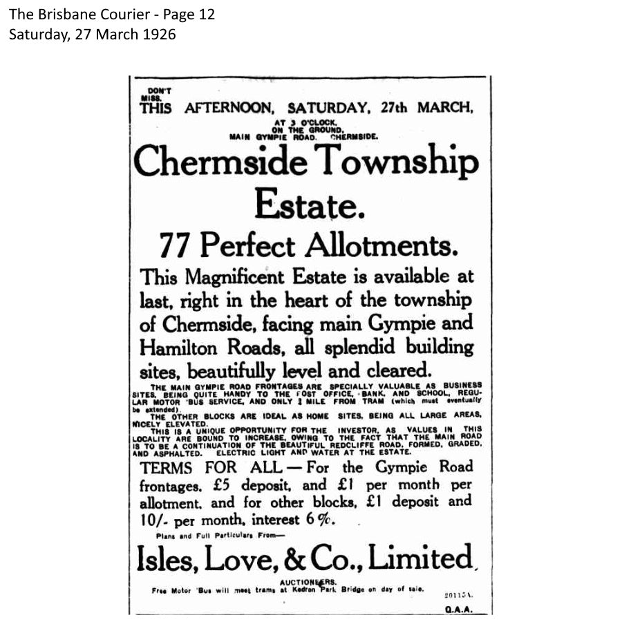 1926 Chermside Township Estate