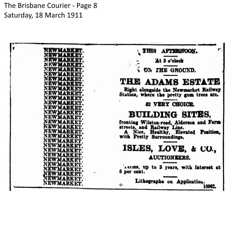 1911 Newmarket The Adams Estate Suburb Maps