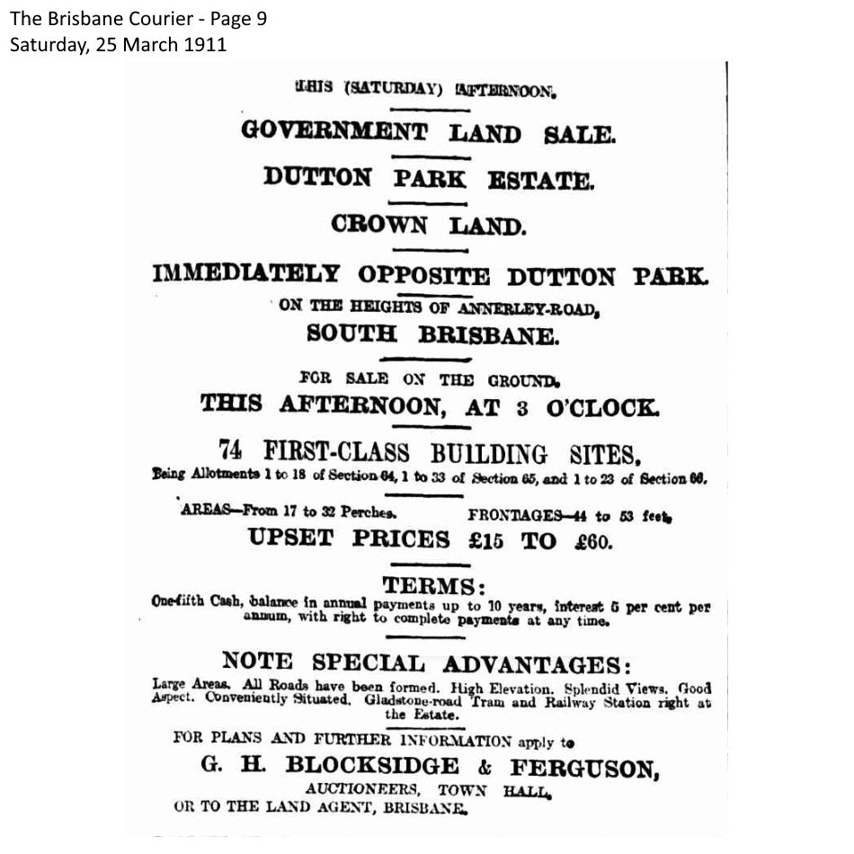 1911 Dutton Park The Dutton Park Estate Suburb Maps