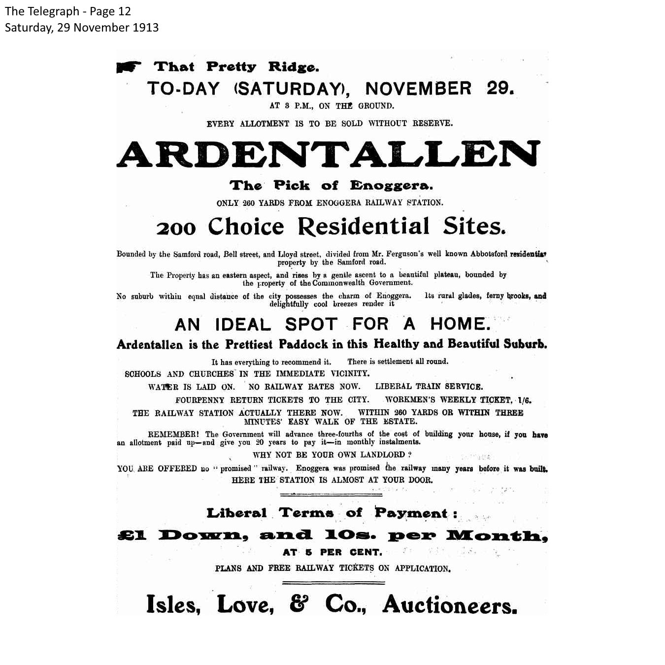 1913 Enoggera - Ardentallen