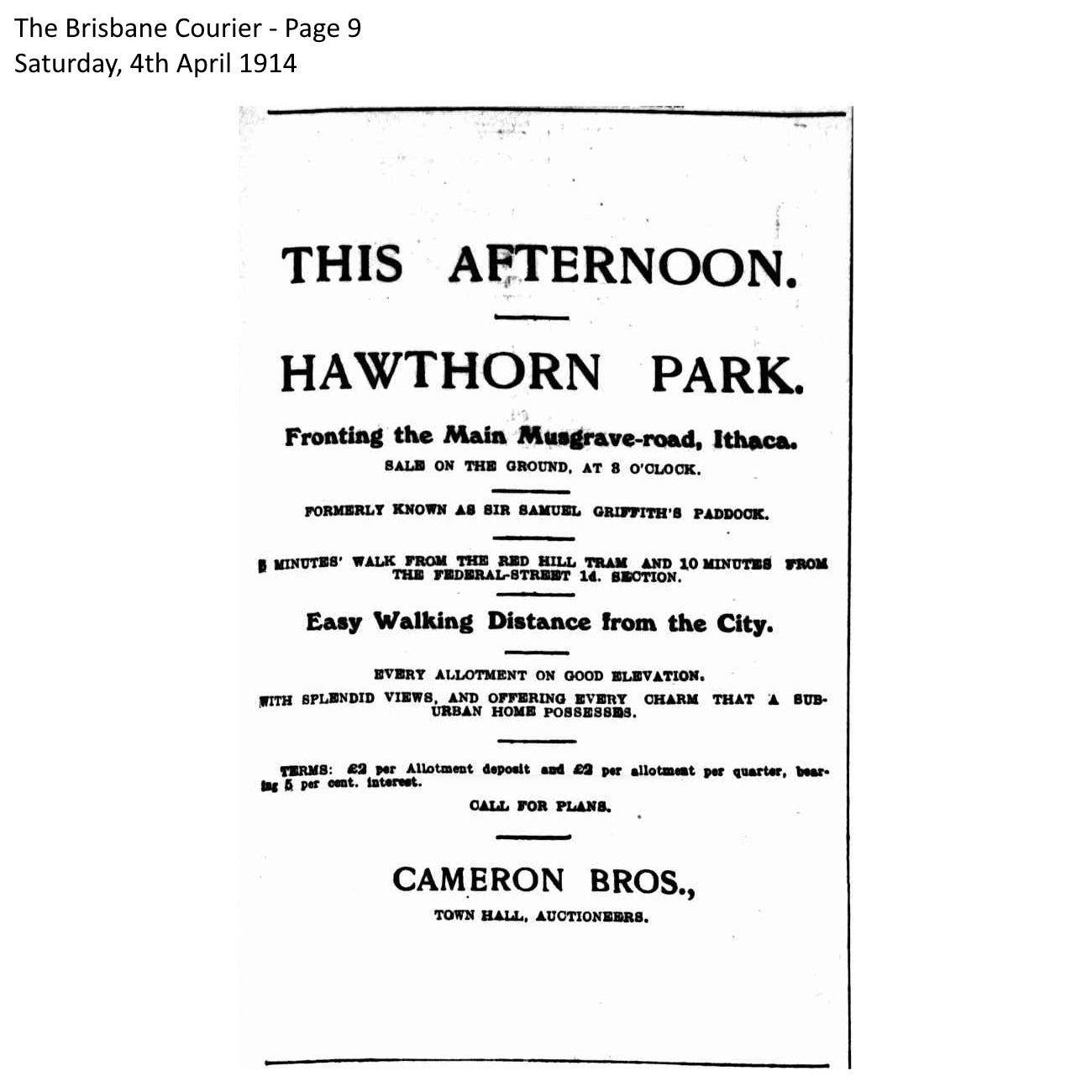 1914 Ashgrove - Hawthorn Park Estate