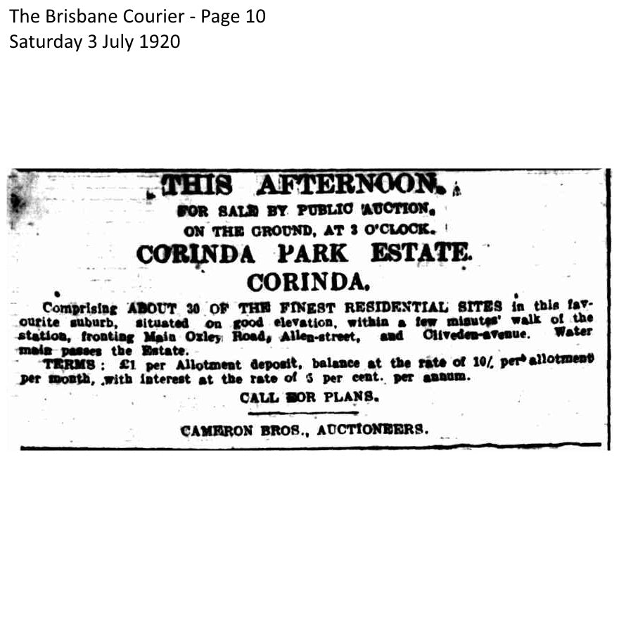 1920 Corinda - Corinda Park Estate