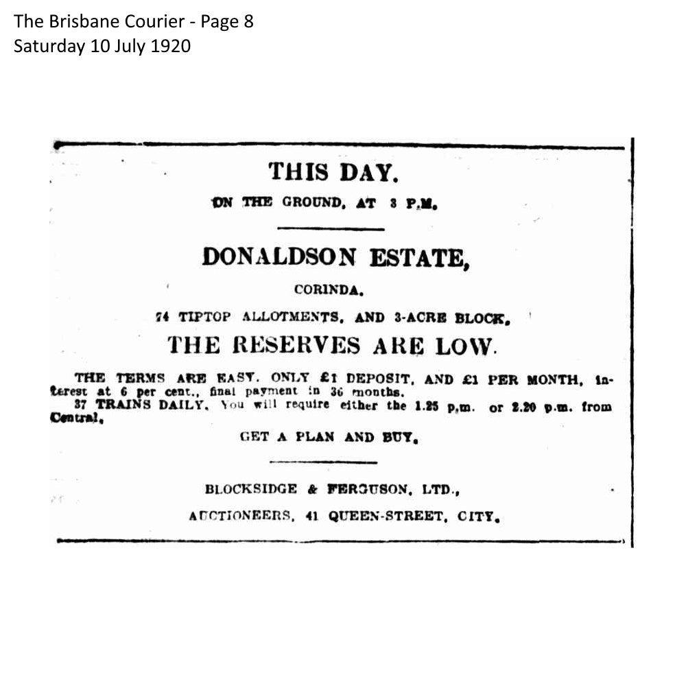 1920 Corinda - Donaldson Estate