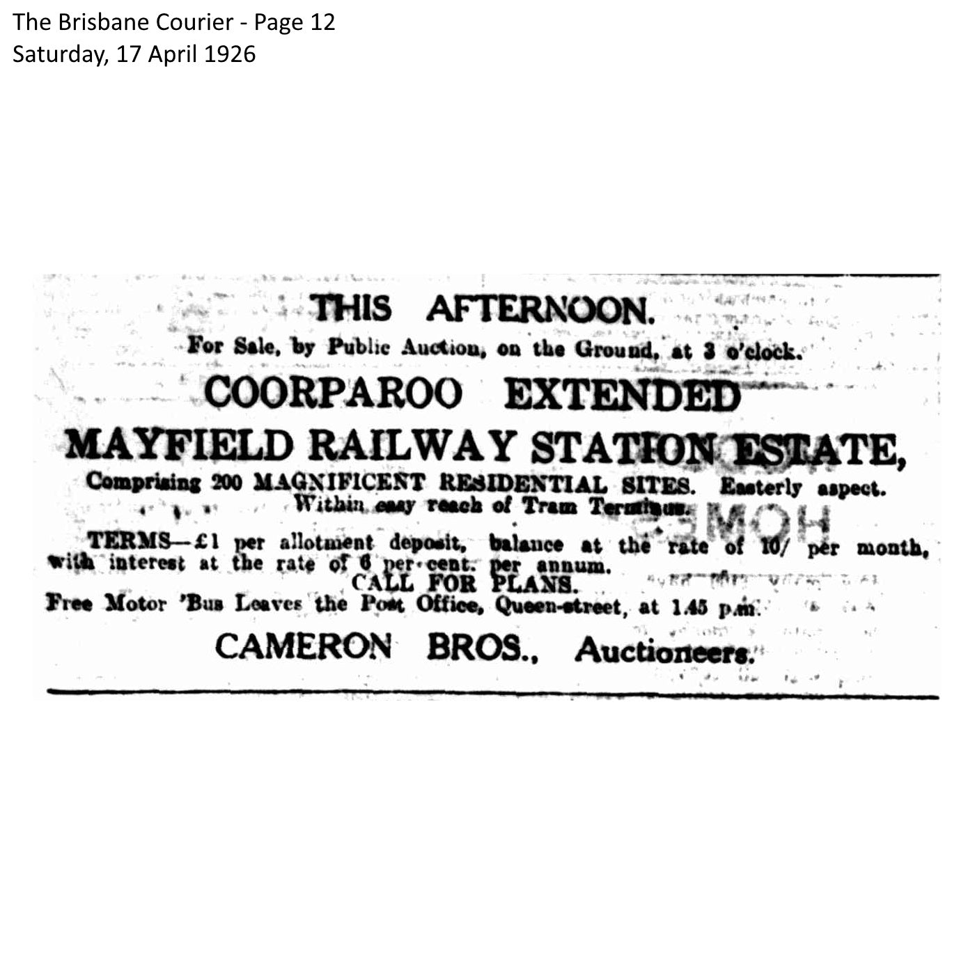 1926 Carina - Mayfield Railway Station Estate